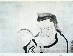 Portret starca, rysunek Ogata Korin (1658-1716), tusz na jedwabiu, cywilizacja japońska, okres Edo autorstwa Ogata Korin