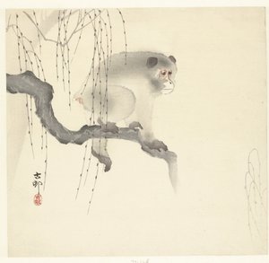 Małpa na gałęzi drzewa autorstwa Ohara Koson