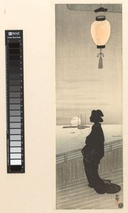 Kurtyzana na werandzie autorstwa Ohara Koson