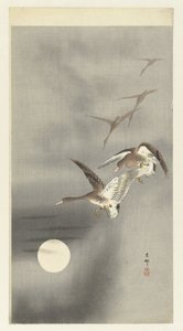 Gęsi w locie autorstwa Ohara Koson