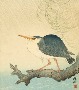 Czapla w burzy, japońska artystka Ohara Koson autorstwa Ohara Koson