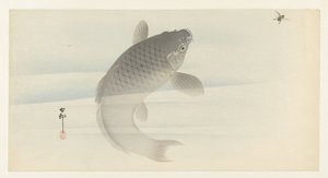karp i mucha autorstwa Ohara Koson