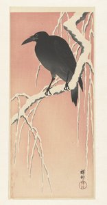 Wrona na śnieżnej gałęzi. autorstwa Ohara Koson