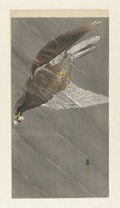 Orzeł lecący w dół autorstwa Ohara Koson