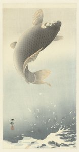 skaczący karp autorstwa Ohara Koson