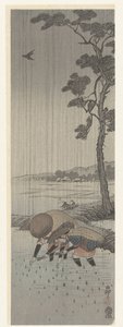 Sadzarki do ryżu w deszczu autorstwa Ohara Koson