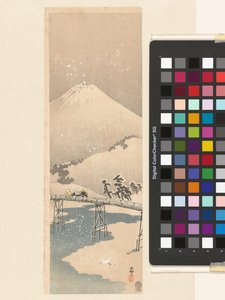 Śnieżny krajobraz z górą Fuji autorstwa Ohara Koson