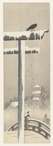 Torii na śniegu autorstwa Ohara Koson