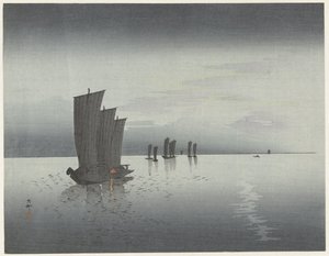łodzie rybackie autorstwa Ohara Koson