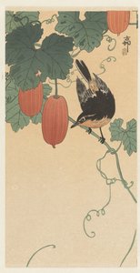 Ptak i persimmon autorstwa Ohara Koson