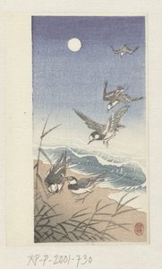Ptaki w pełni księżyca autorstwa Ohara Koson