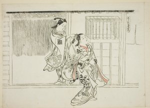 Grzebień Rashomon (Sashigushi Rashomon), no. 3 z serii 12 grafik przedstawiających parodie sztuk teatralnych autorstwa Okumura Masanobu