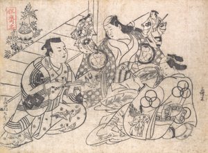 Scena z dramatu, 1710-13., 1710-13. autorstwa Okumura Masanobu