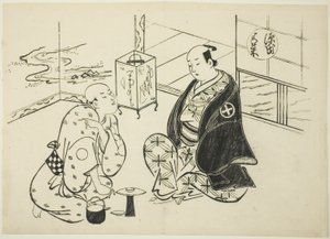 Rozdział Hahakigi z „The Tale of Genji” (Genji Hahakigi), z serii parodii Genji autorstwa Okumura Masanobu