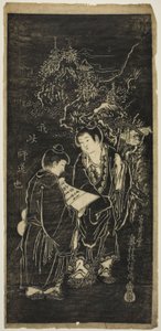 Dwóch chłopców jako ekscentryczni mnisi Kanzan (chiń. Hanshan) i Jittoku (chiń. Shide) autorstwa Okumura Masanobu