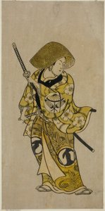 Aktor Sawamura Kamesaburo jako Nagoya Kosanza w sztuce „Keisei Fukubiki Nagoya”, wystawiony w Teatrze Nakamura w pierwszym miesiącu 1731