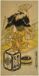 Młody mężczyzna grający w Ushiwakę autorstwa Okumura Toshinobu