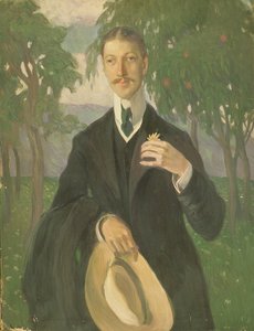 Portret Nikołaja Gumiljewa (1886-1921) 1909 (olej na płótnie) autorstwa Olga Lyudvigovna Della Vos Kardovskaya