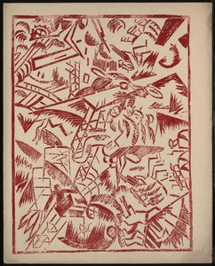 Ilustracja do książki „Wojna” Aleksieja Kruchenycha, 1916 autorstwa Olga Rozanova