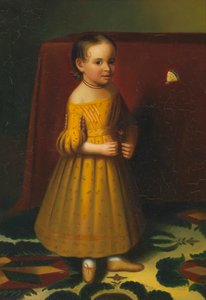 Portret młodej dziewczyny z różą i motylem, ca. 1838. autorstwa Oliver Tarbell Eddy