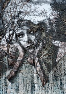 Portret zimowy w negatywie, 2021 (cyfrowe media mieszane) autorstwa Olivia Gozzano