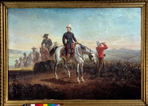 Kampania kolonialna w RPA: „” Cesarski książę Eugene Louis Napoleon Bonaparte (1856-1879) w Zoulouland”” Obraz Oliviera Pichata (1825-1912), 87 x 128 cm. 19 wiek. Compiegne musee du chateau - Kampania kolonialna w RPA: „”Książę I autorstwa Olivier Pichat