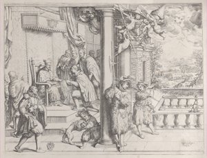 Młody mężczyzna przedstawiający swoją tezę kardynałowi Aldobrandini, 1620., 1620. autorstwa Oliviero Gatti