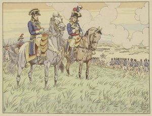 Napoleon i generał Louis Desaix w bitwie pod Marengo, 24 czerwca 1800 r autorstwa Onfray de Breville Job