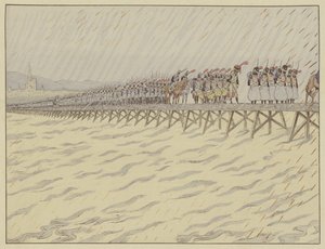 Napoleon i jego armia przekraczają Ren w Kehl, 1 października 1805 r autorstwa Onfray de Breville Job