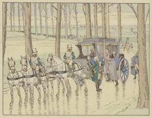 Spotkanie Napoleona z arcyksiężną Marie-Louise z Austrii, którą musi poślubić, 27 marca 1810 r autorstwa Onfray de Breville Job