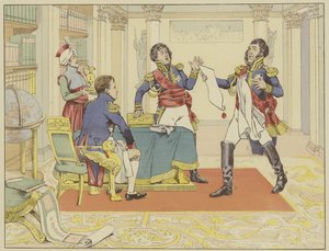 Napoleon wynagradzający marszałka Lefevre przez uczynienie z niego księcia gdańskiego po zdobyciu miasta przez Prusaków, 24 maja 1807 r. autorstwa Onfray de Breville Job