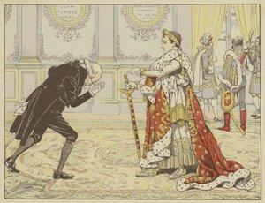 W dniu koronacji, widząc notariusza Józefiny, Napoleon rzekł do niego ze śmiechem: Cóż, Maitre Ragideau, oto płaszcz! A oto miecz! autorstwa Onfray de Breville Job