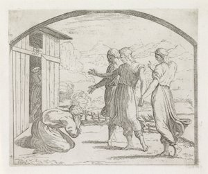 Abraham i trzej aniołowie Obrazy w loggii Rafaela (tytuł serii) autorstwa Orazio Borgianni