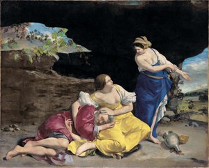 Lot i jego córki, ok. 1628 (olej na płótnie) autorstwa Orazio Gentileschi