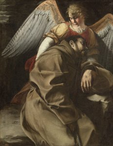 Święty Franciszek podtrzymywany przez anioła, ok. 1607 (olej na płótnie) autorstwa Orazio Gentileschi