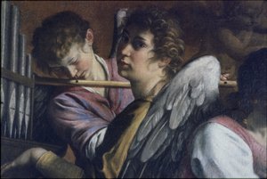 Obrzezanie. Szczegół: Artemisia Gentileschi jako św. 1620. autorstwa Orazio Gentileschi