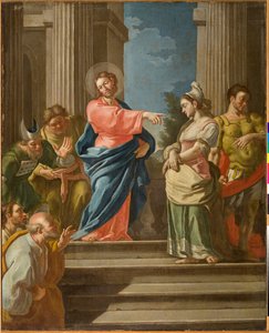 Jezus i cudzołożnica, druga połowa XVIII wieku (olej na płótnie) autorstwa Oronzo Tiso