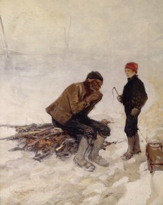 Staruszek i chłopiec na lodzie
