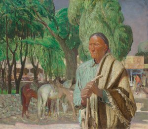 Narożnik w Taos Plaza, ok. 1925 r. (olej na płótnie)