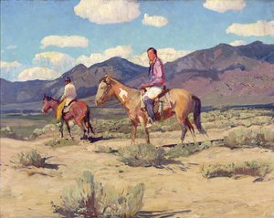 Braves of the Taos Mountains (olej na płycie)
