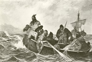 Leif Ericson u wybrzeży Vineland (wklęsłodruk) autorstwa Oscar Wergeland