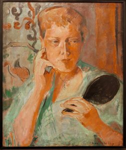 Portret Margarethe z czarnym lustrem ręcznym autorstwa Oskar Moll