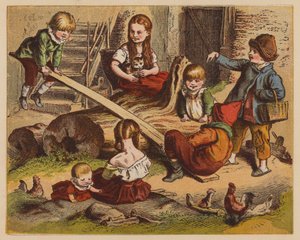 See-Saw (kolorowa litografia) autorstwa Oskar Pletsch