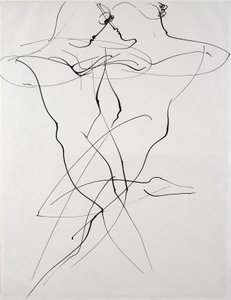 Dwie postacie w ruchu przeciwstawnym, taniec autorstwa Oskar Schlemmer