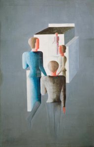 Cztery cyfry i sześcian autorstwa Oskar Schlemmer