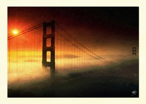 Zmierzch nad Golden Gate w mgle autorstwa Osvaldo Russo