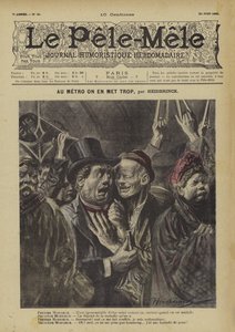 W metrze kładziemy za dużo. Ilustracja do Le Pele-Mele autorstwa Oswald (after) Heidbrinck