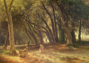 W ogrodzie Willi Borghese (olej na płótnie) autorstwa Oswald Achenbach
