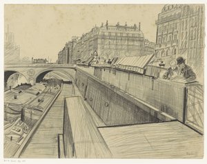 Widok na Quai des Grands-Augustins w Paryżu autorstwa Oswald Heidbrinck