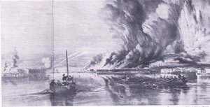Upadek Sewastopola i wycofanie się Rosjan, 8 września 1855, ilustracja z brytyjskich bitew lądowych i morskich, 1915 autorstwa Oswald Walters Brierly